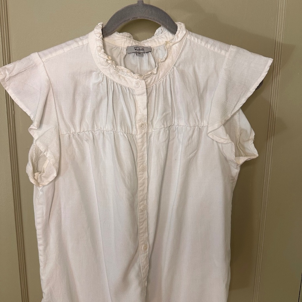 Rails Flutter Sleeve White Cotton Button Up Shirt - image 1